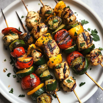 Grilled Chicken and Vegetable Skewers