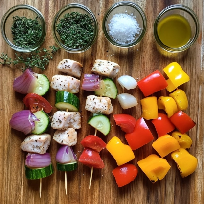 Essential Ingredients for Grilled Chicken and Vegetable Skewers